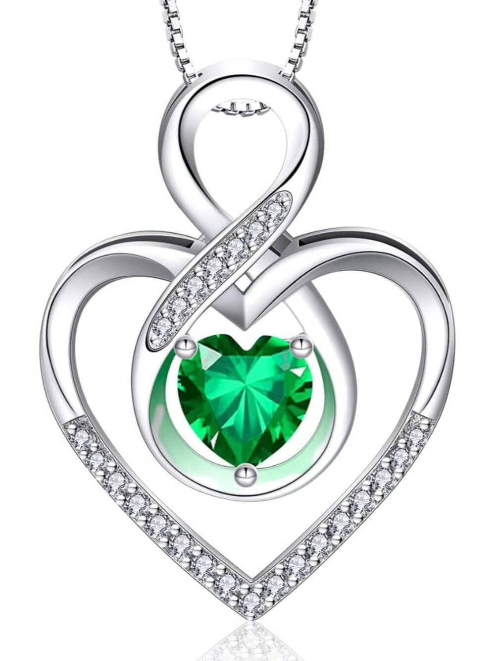 Infinity Heart Symbol Necklace for Women 925 Sterling Silver Love Heart Pendant